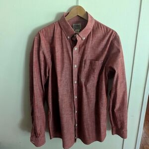 LLBean easy care chambray shirt red